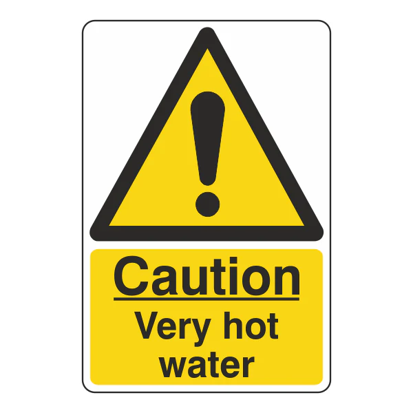 Caution Very Hot Water Sign- CLEARANCE