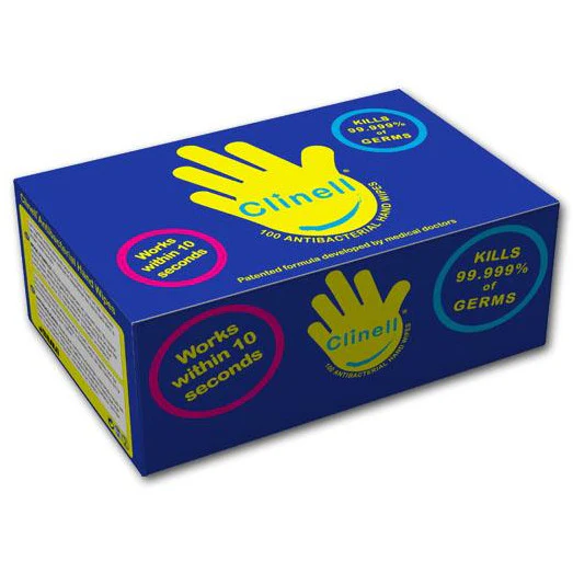 Clinell Antibacterial Hand Wipes  case of 8 x packs of 100