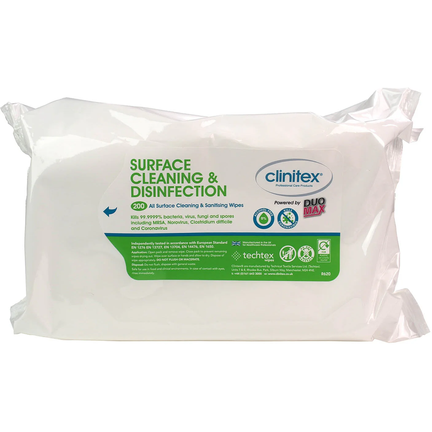 Clinitex Surface Cleaning & Disinfection Wipes (Pack of 200 Wipes)