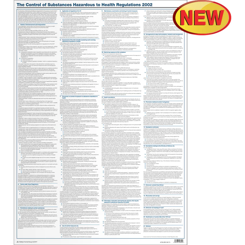 Control of Substances Hazardous to Health Regulation Poster, A1