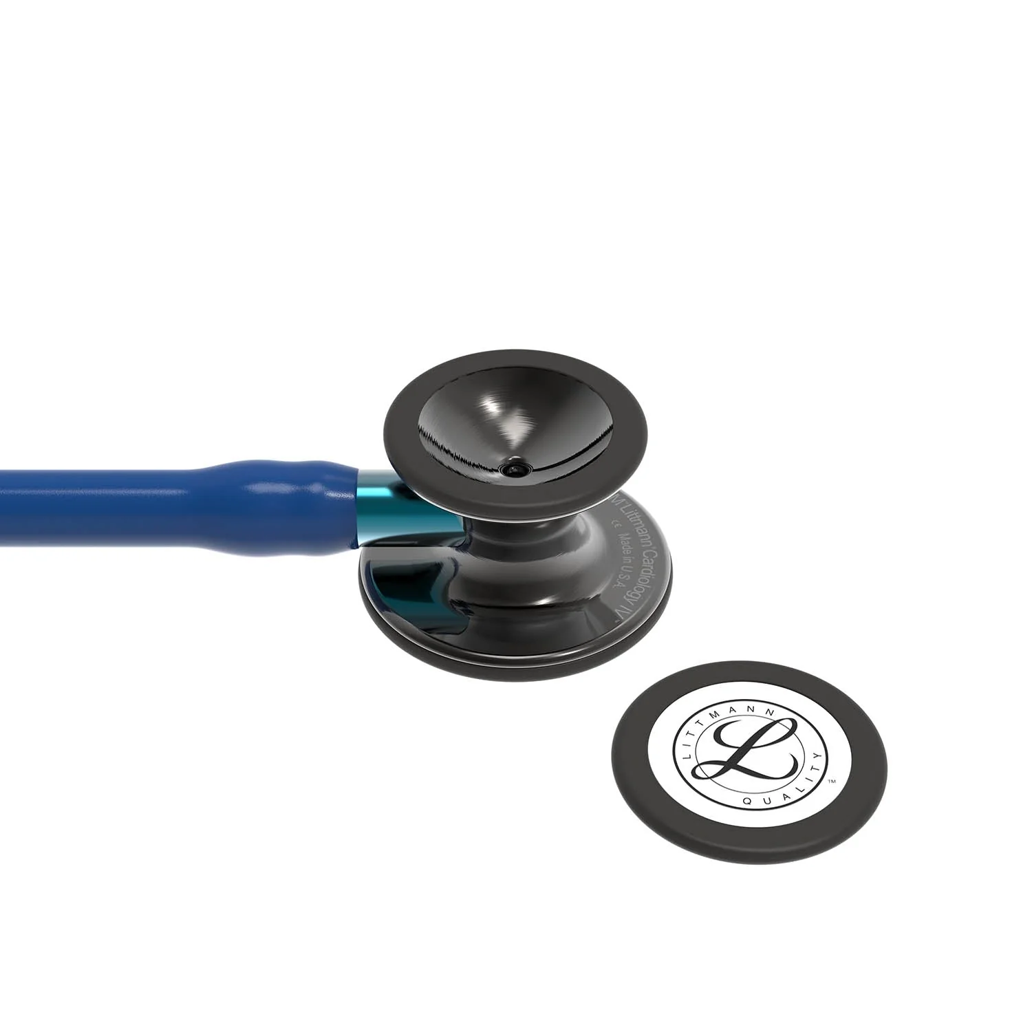 Littmann Cardiology IV Diagnostic Stethoscope: Polished Smoke & Navy - Blue Stem 6202 - Over Engraved - Image 4