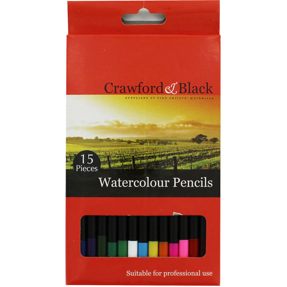 Crawford and Black Artist Watercolour Pencils - Set of 15