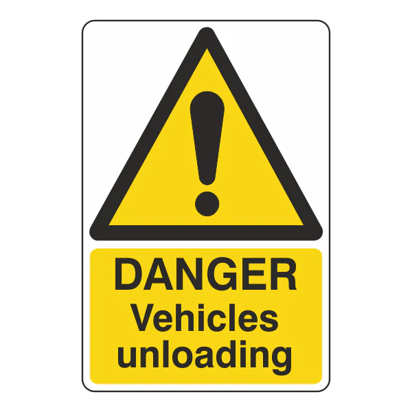 Danger Vehicles Unloading Sign
