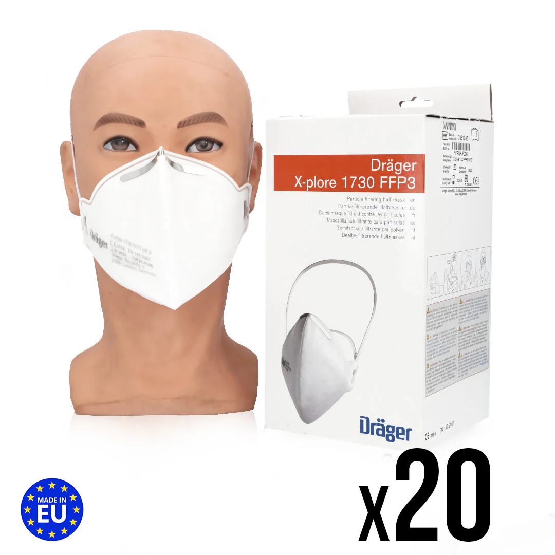 Drager FFP3 Unvalved Respirator Mask - Box of 20