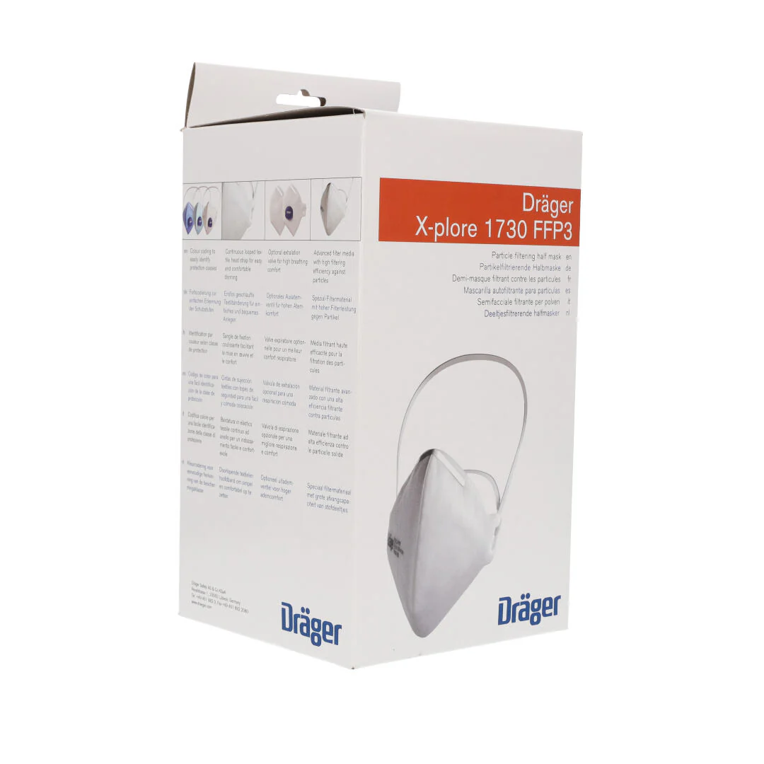 Drager FFP3 Unvalved Respirator Mask - Box of 20 - Image 6