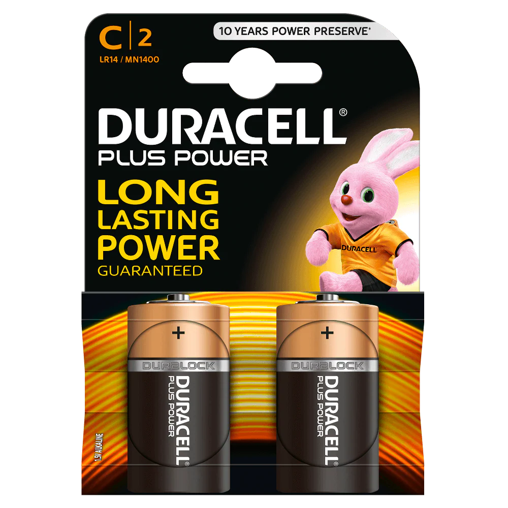 Duracell Plus Power C Batteries - Pack of 2