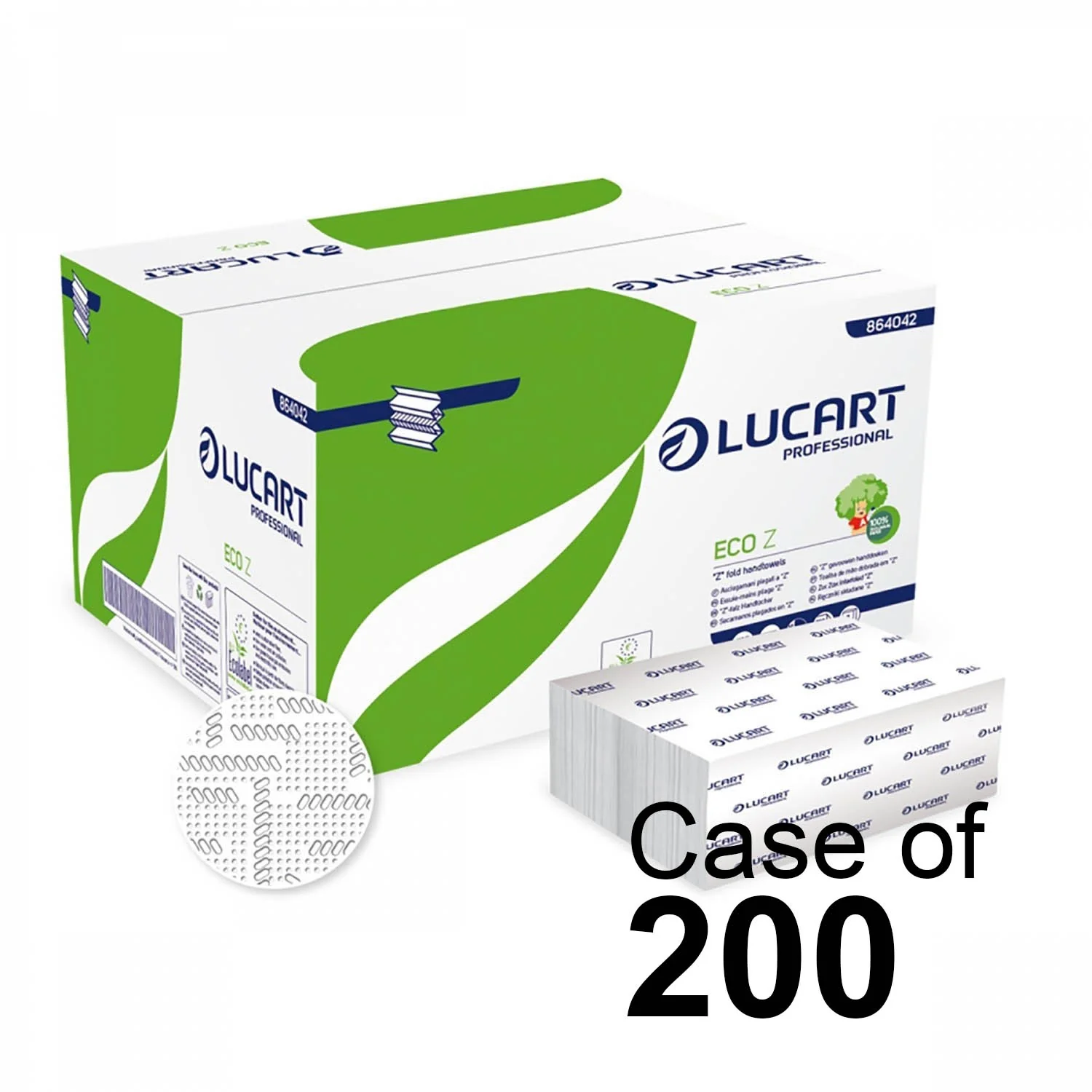 Eco Lucart Z-fold 2ply - White 22.5 x 24cm (Recycled 864042) - Pack of 200 - Image 3