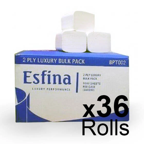 Esfina Bulk Pack White Toilet Tissue 250 Sheets x 36 Rolls - Image 2