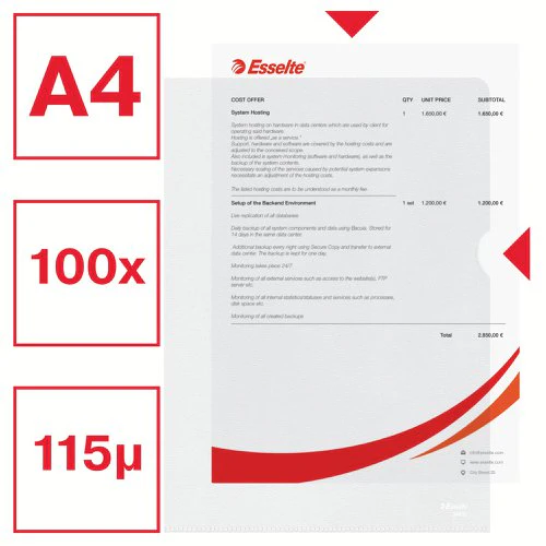 Esselte Embossed Folders A4 Clear (Pack of 100) - Image 2