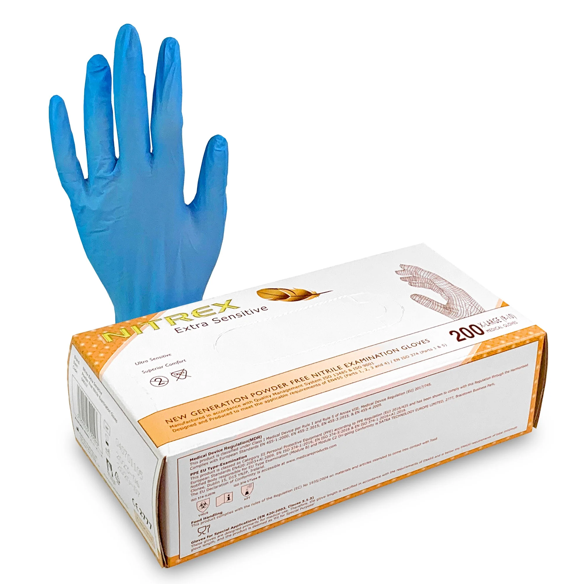 Extra Large Nitrile Gloves x 200 [Certified EN455]