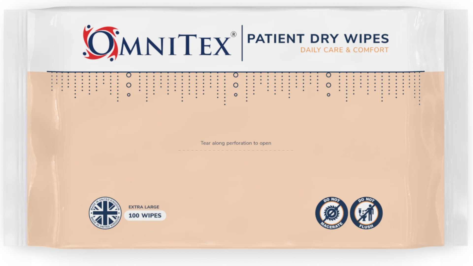 Extra Large Patient Dry Wipes - 32cm x 28cm - Pack of 100