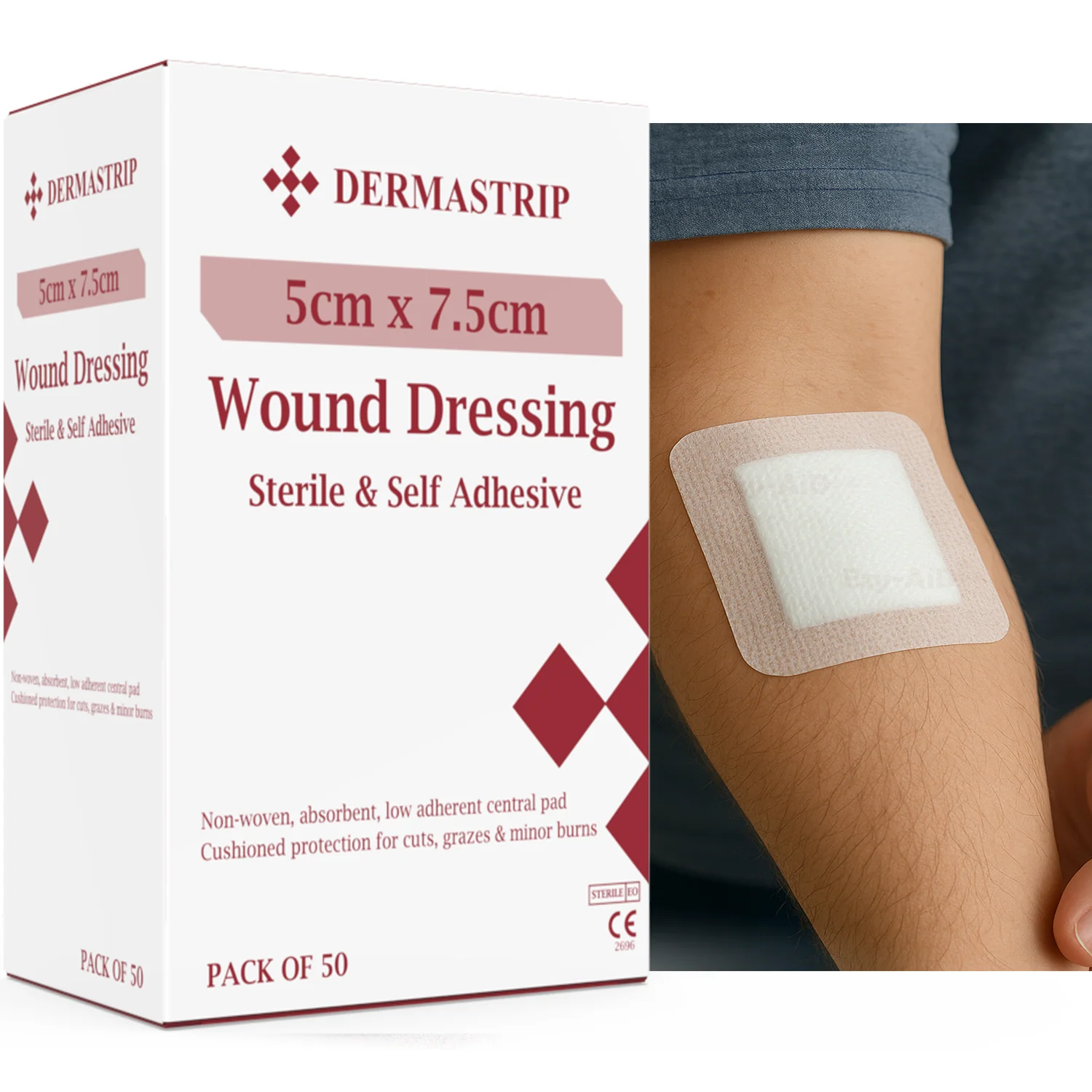 Ezy-Aid Dermastrip Sterile Wound Dressing 5x7.5cm pack of 50