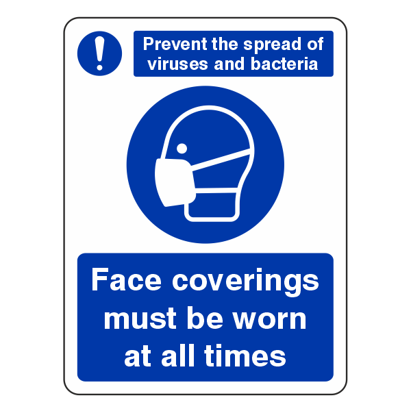 Face Coverings Must Be Worn Sign- CLEARANCE
