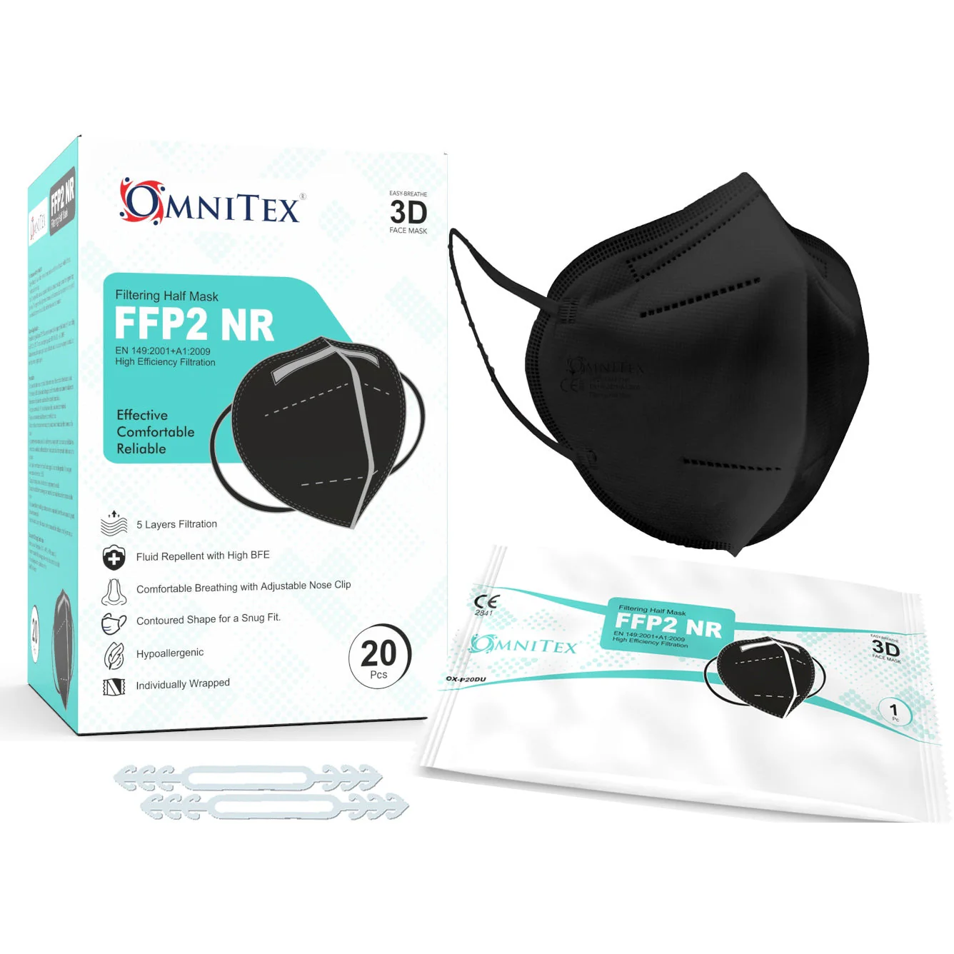 FFP2 Masks x 20 - Black- CLEARANCE DUE TO SHORT DATE