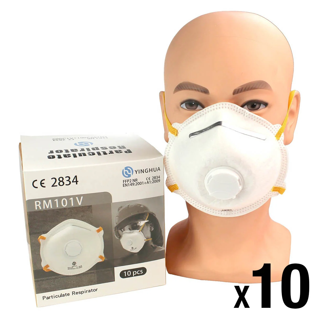 FFP2 Moulded Cup Respirator Face Mask x 10 - Valved