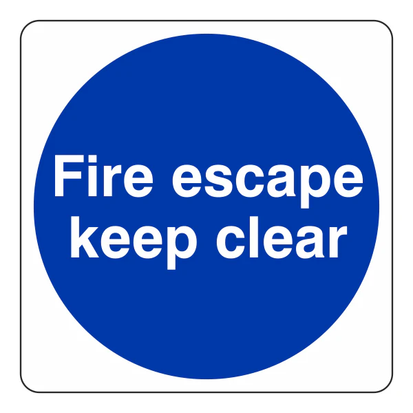 Fire Escape Keep Clear Sign- CLEARANCE