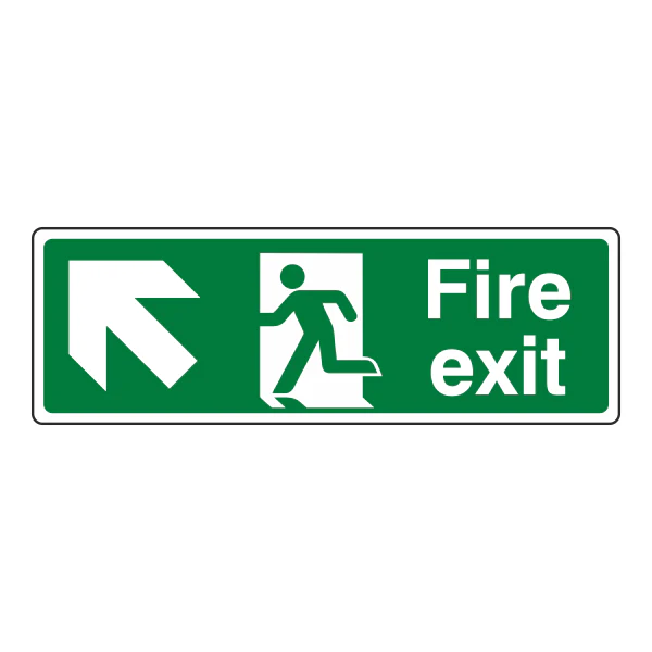 Fire Exit Sign - Arrow Up Left - CLEARANCE