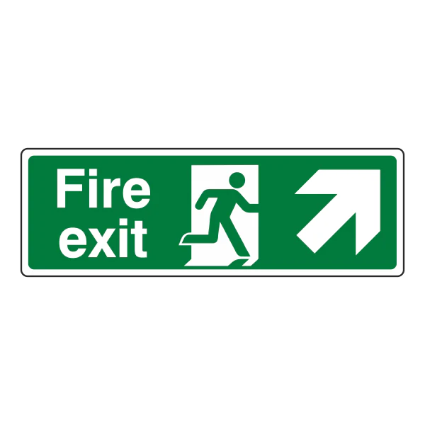 Fire Exit Sign - Arrow Up Right - CLEARANCE
