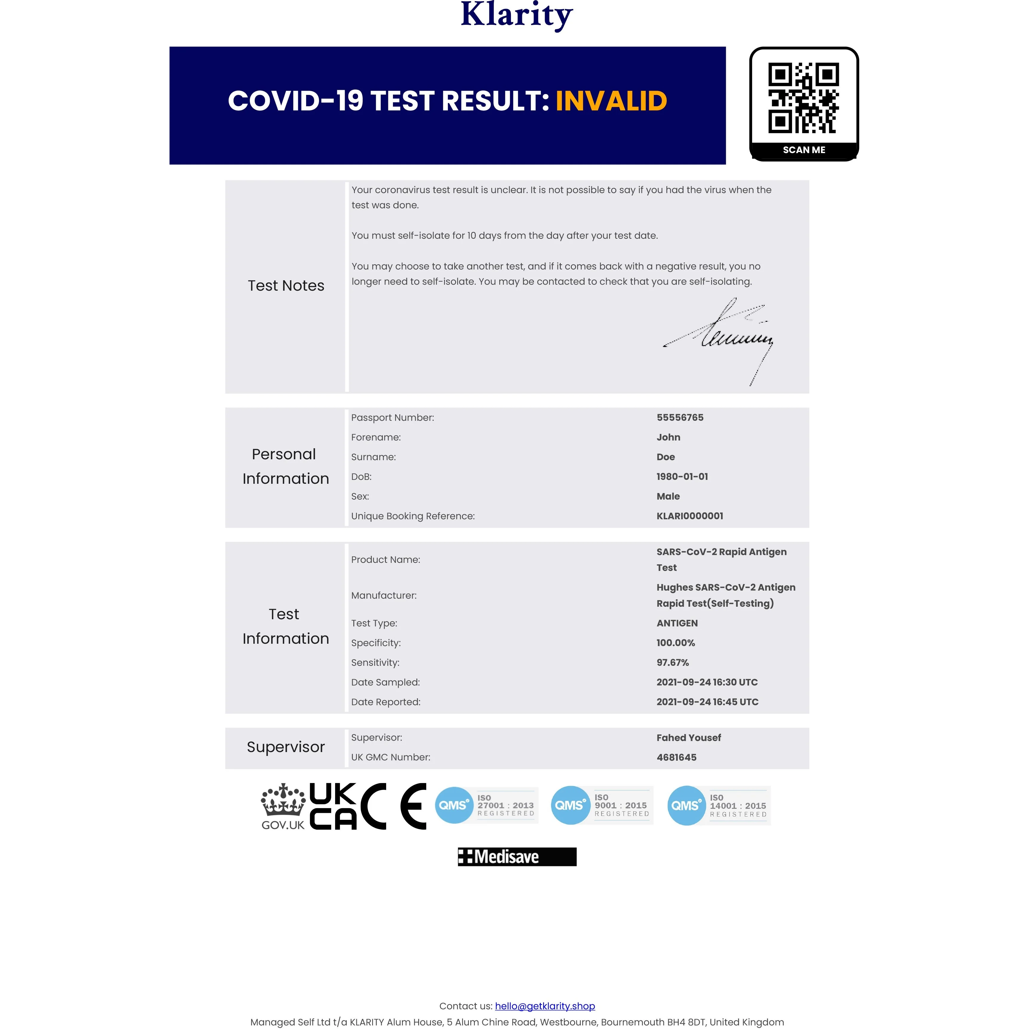 Fit to Fly / Day 2 Covid Test - Single x1 Certificate - Image 10