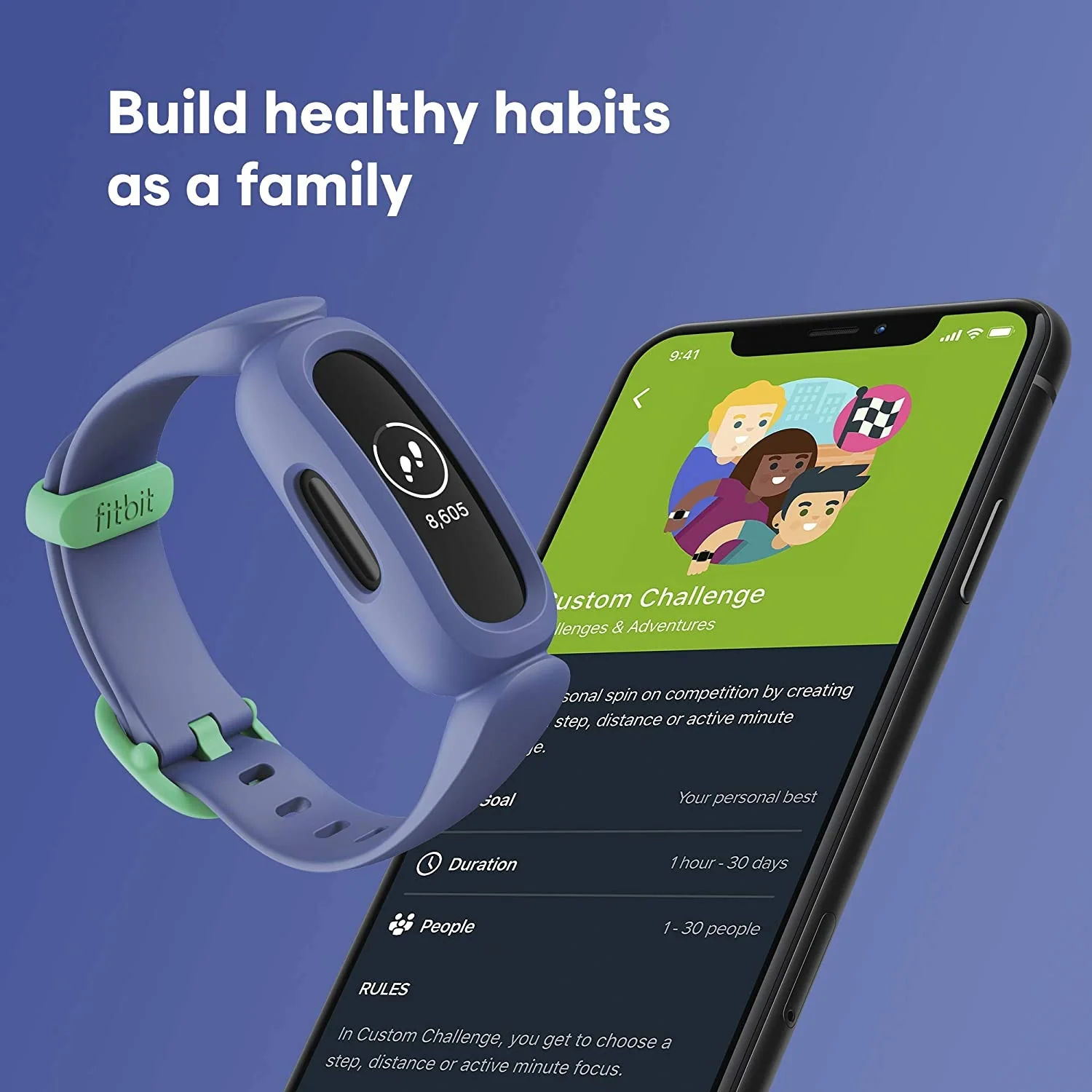 Fitbit Ace 3 for Kids - Cosmic Blue/Astro Green - Image 4