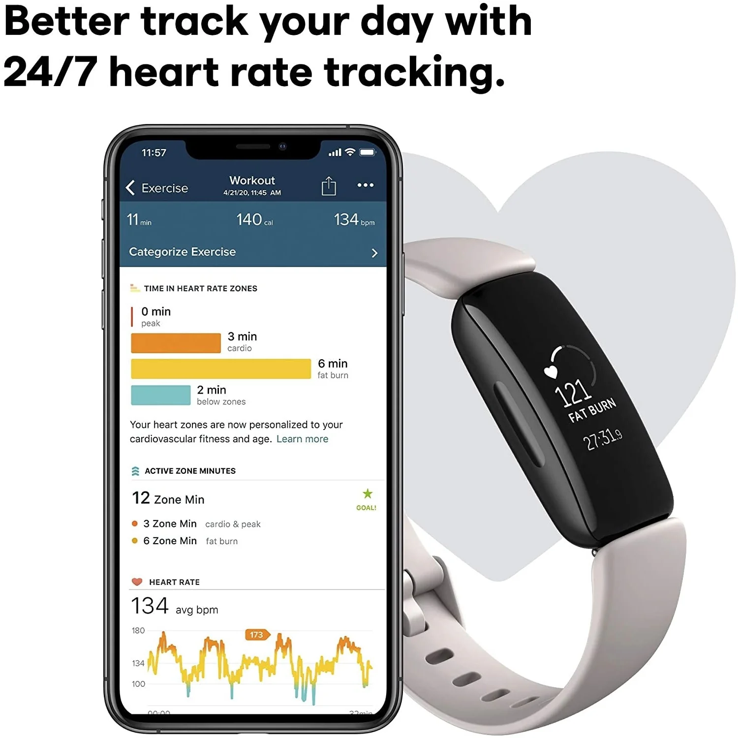 Fitbit Inspire 2 - Lunar White - Image 3