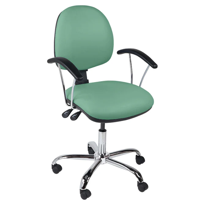 Function operator chair, mid back, chrome base, fixed arms, standard castor, vinyl upholstery, mint