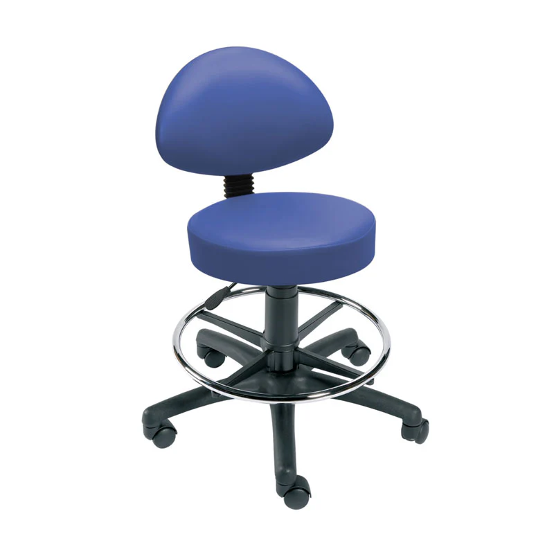 Gas-Lift Stool with Back Rest, Foot Ring & Castors, Vinyl-Anti Bacterial - Image 4