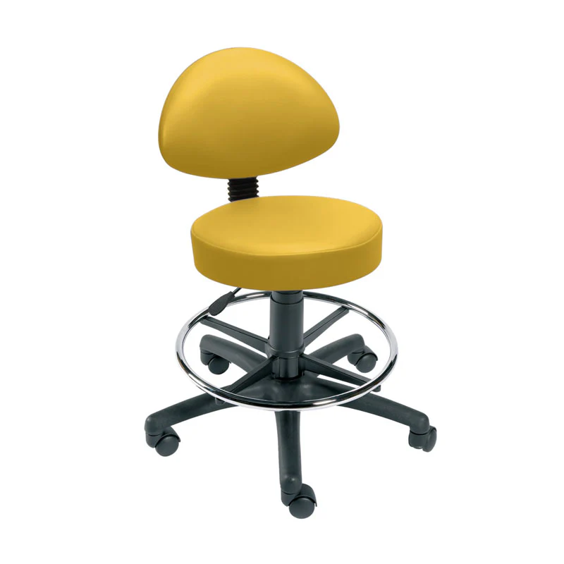 Gas-Lift Stool with Back Rest, Foot Ring & Castors, Vinyl-Anti Bacterial - Image 6