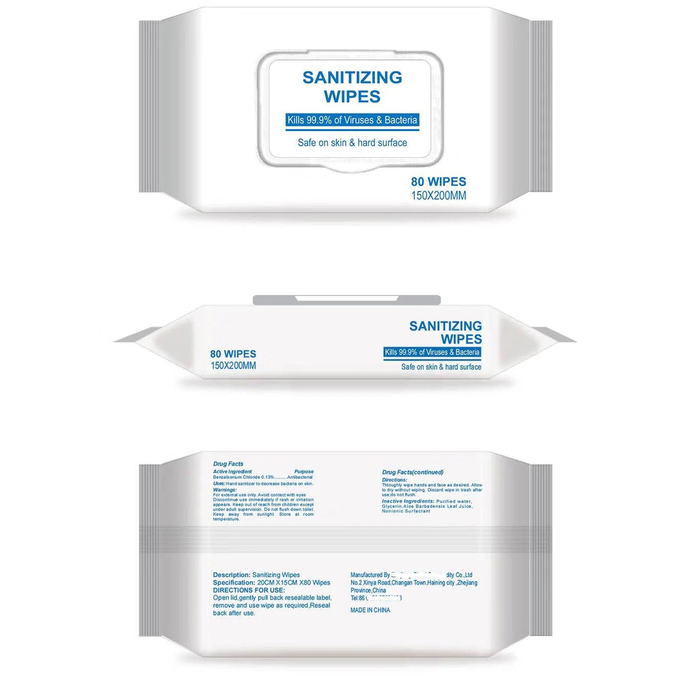 Hand & Surface Wipes 150 x 200mm - Pack of 80