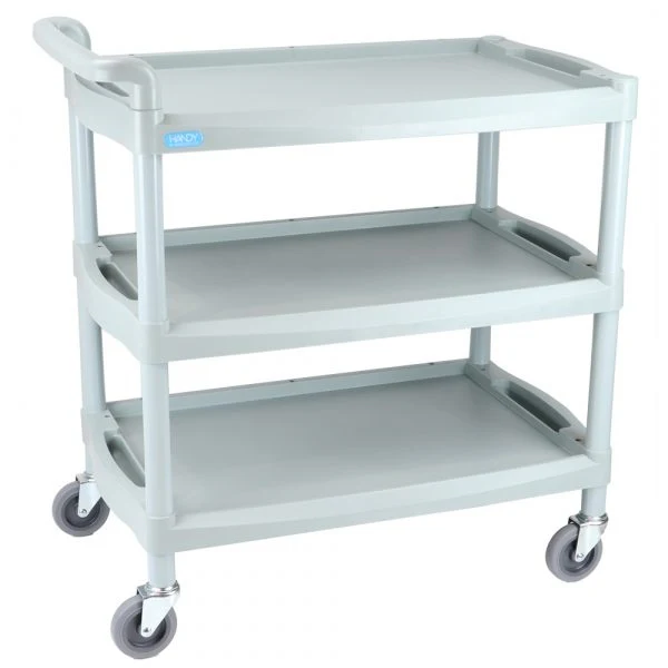 Handy Large Utility Trolley - 3 Shelves and Handle - Grey