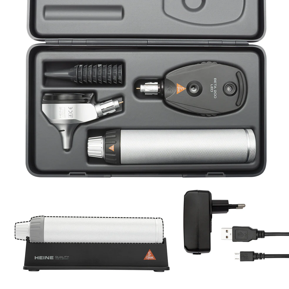 Heine BETA 200 LED Ophthalmoscope + BETA 400 LED F.O. Otoscope