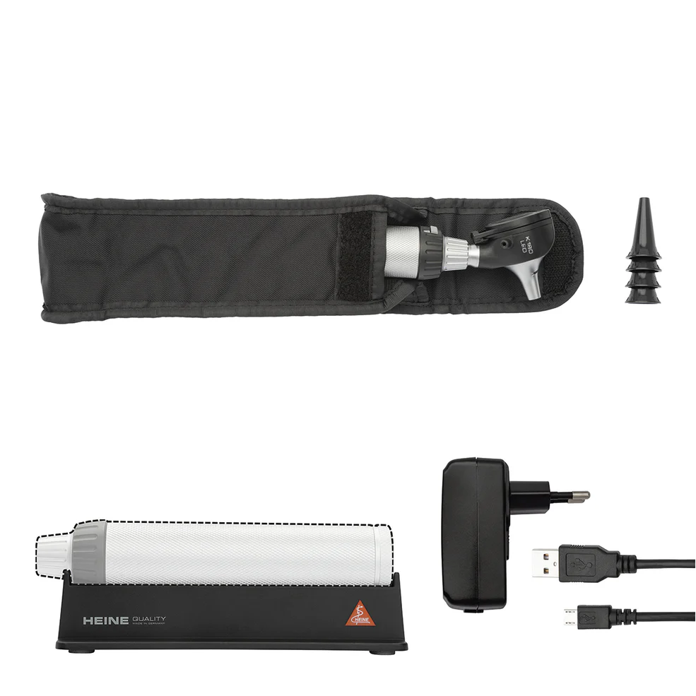 HEINE K180 LED F.O Otoscope Set with Battery Handle - Image 2