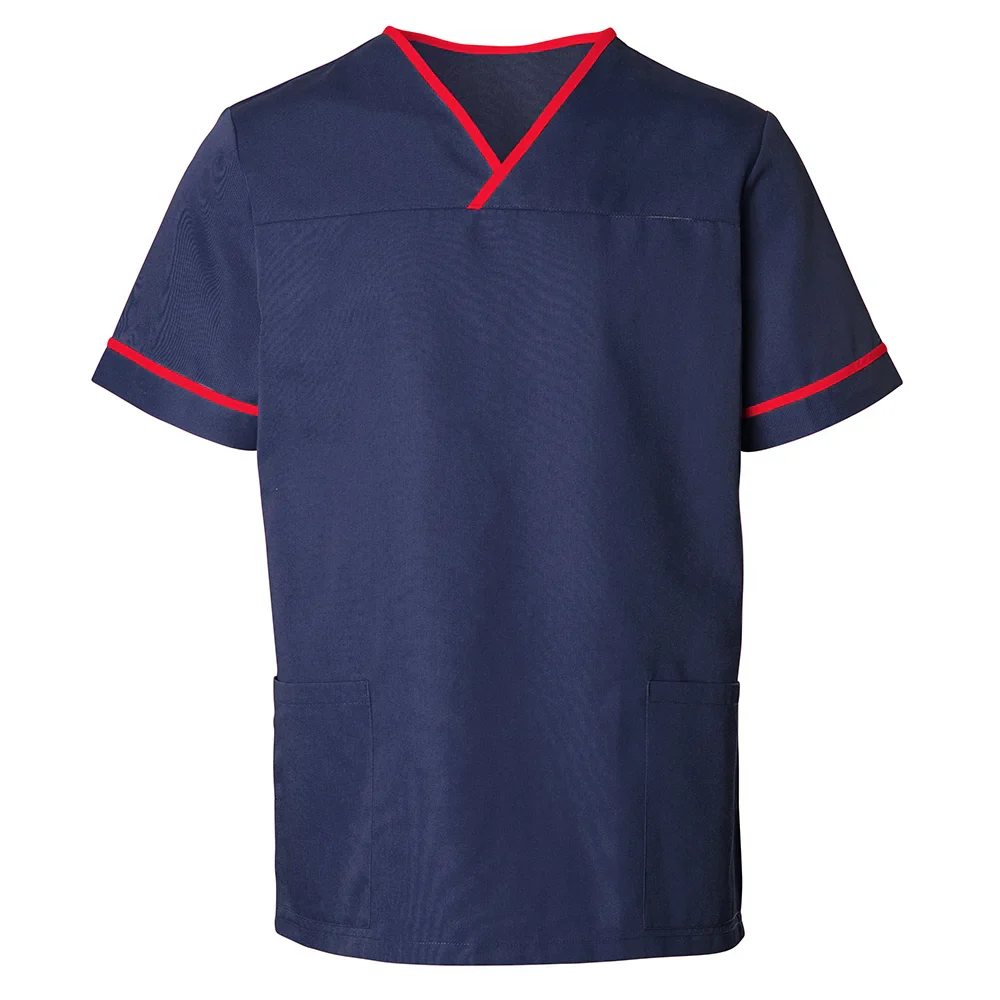 HP20 Unisex Contrast Trim Scrub Top- Navy/Red- Size XXL