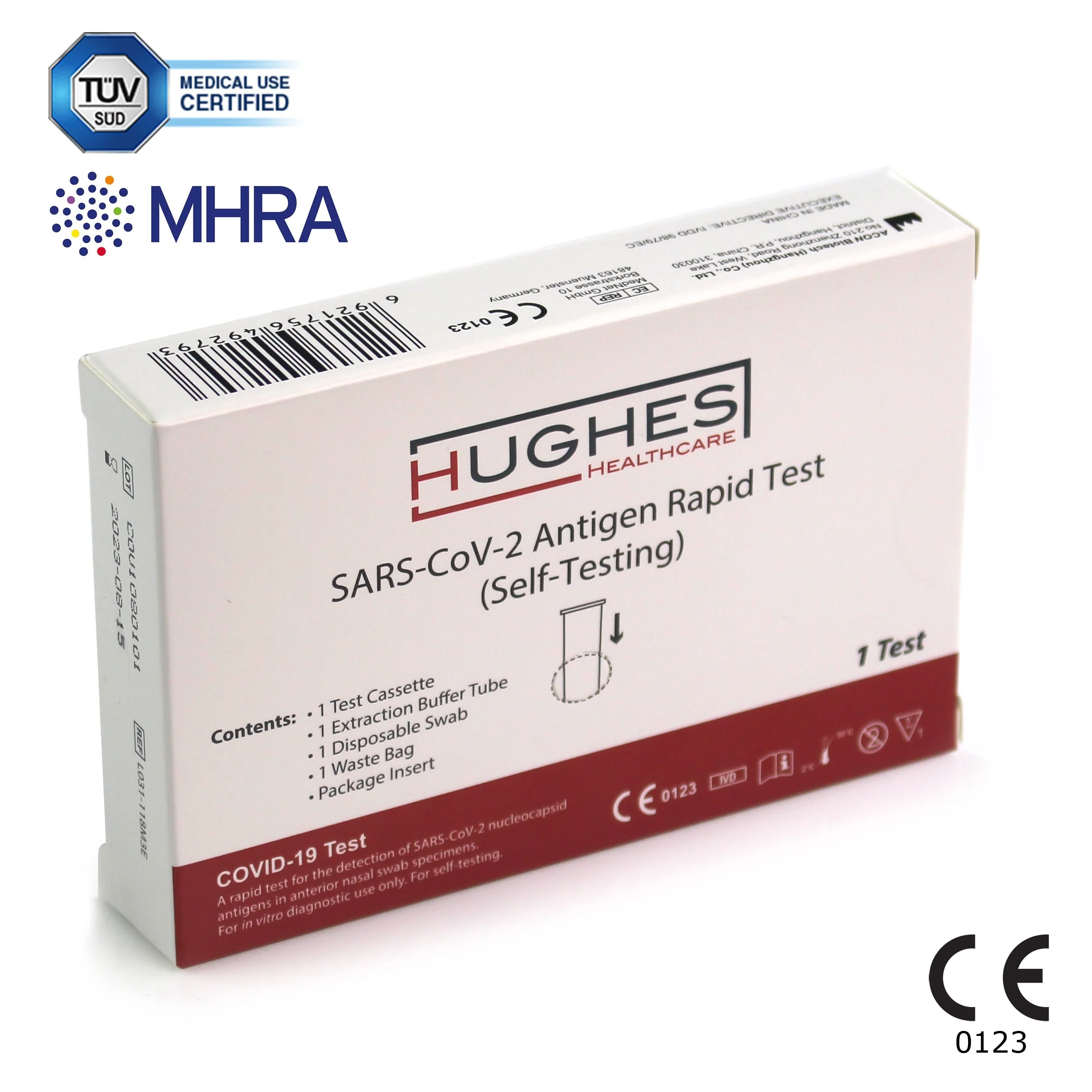 Hughes Healthcare COVID-19 Rapid Antigen Lateral Flow Test Kit x 1