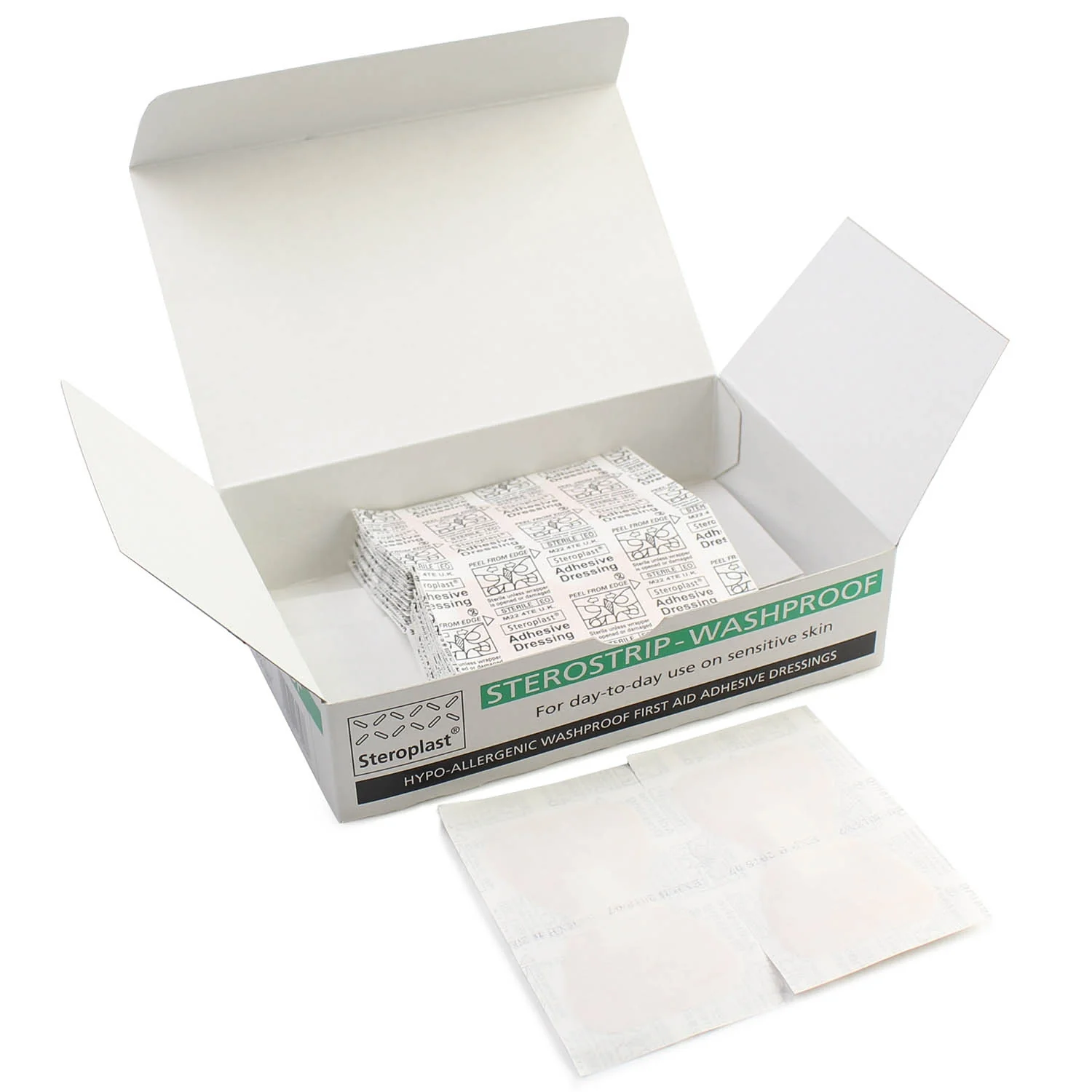 Hypo-Allergenic Sterostrip Washproof Plasters - 7.5cm x 2.5cm x 100 - CLEARANCE SHORT DATE 03/26