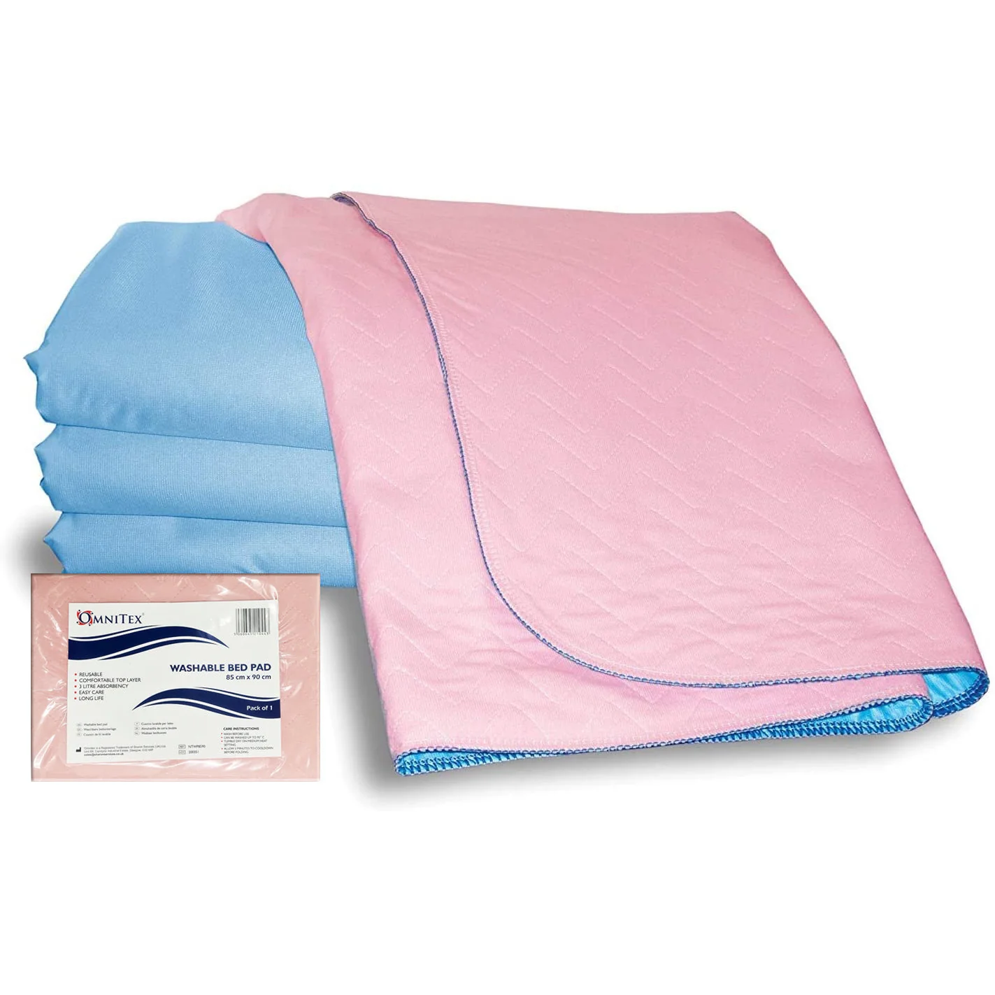 Incontinence Bed Pads - Washable/Reusable 85 x 90cm without tucks - 3 litre Capacity - Image 2
