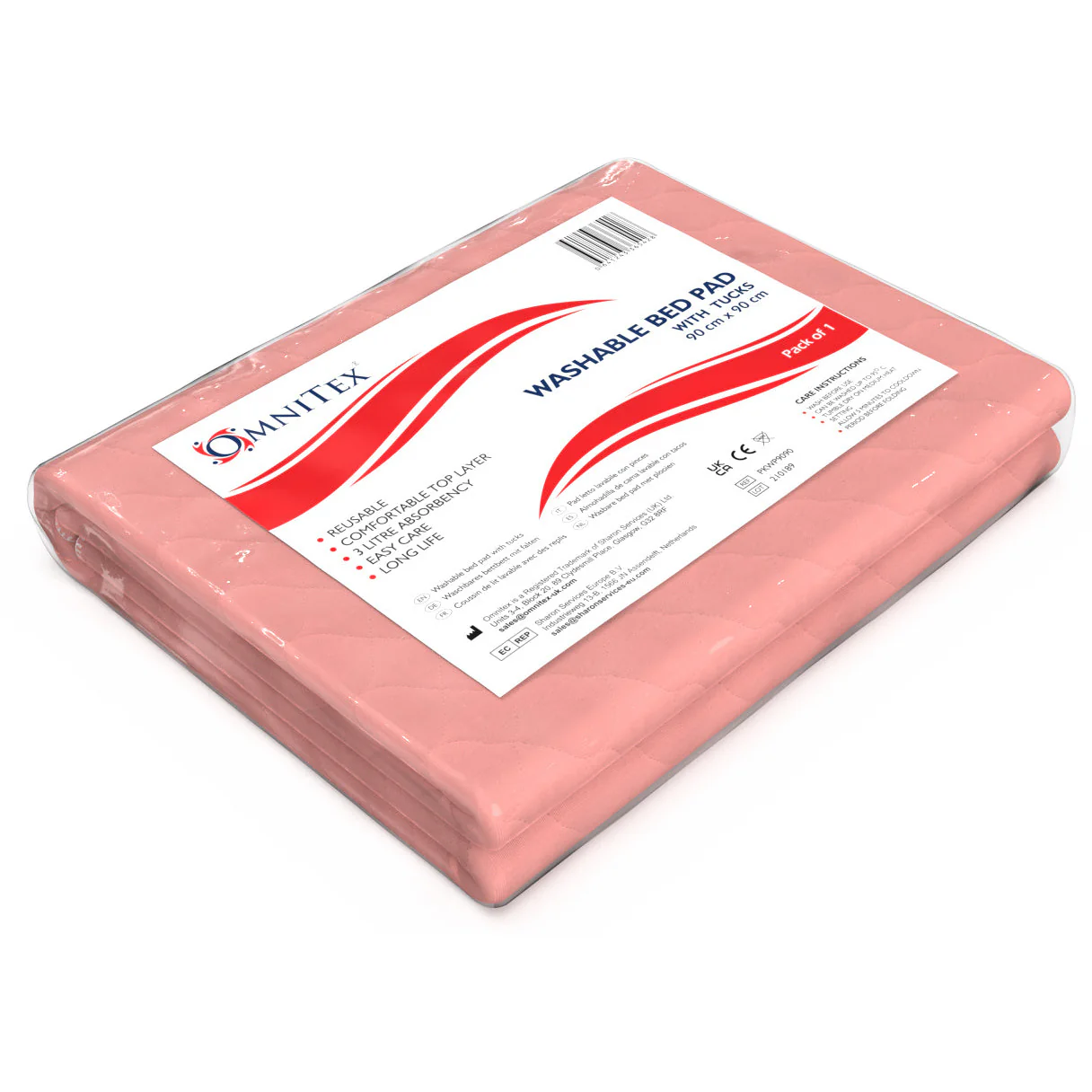 Incontinence Bed Pads - Washable/Reusable 90 x 90cm with tucks - 3 litre Capacity - Image 2