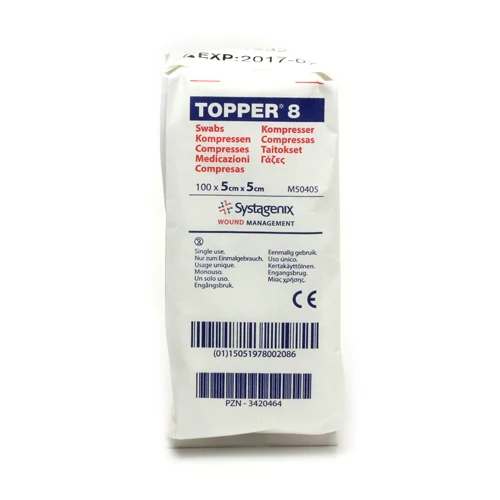 J&J Topper 8 Gauze Swabs: 5 x 5cm pack of 100