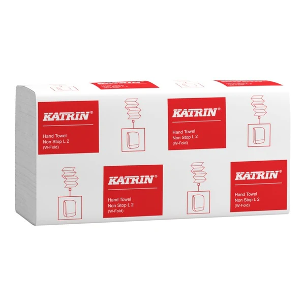 Katrin W-Fold Paper Towels Non-Stop Long 2Ply Handy Pack 120 Sheet (Case 3000)