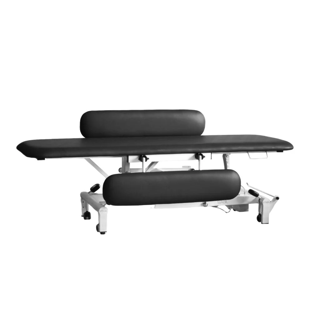 Komfort 1-Section Hydraulic Couch / Changing Table - White Frame/ Charcoal Upholstery