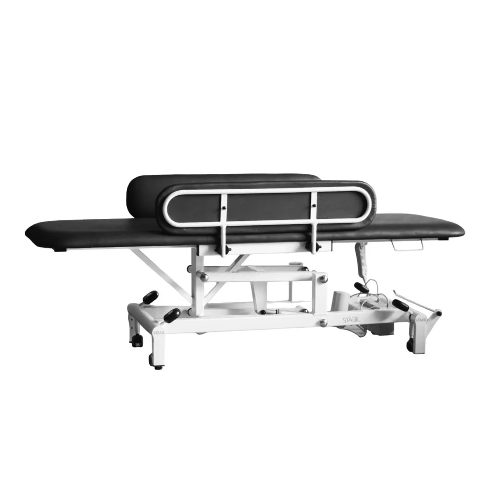 Komfort 1-Section Hydraulic Couch / Changing Table - White Frame/ Charcoal Upholstery - Image 2