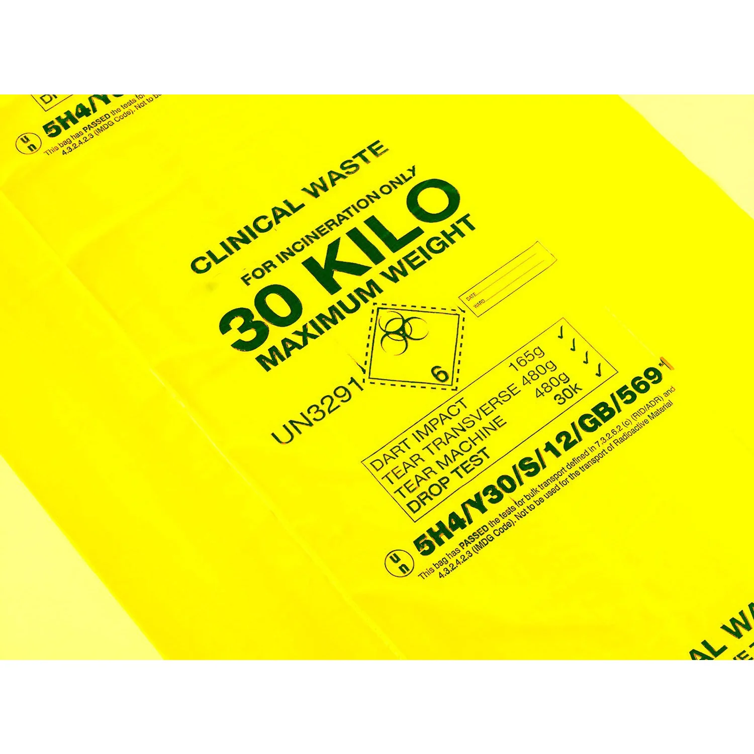 Large Yellow Medium Duty Clinical Bag - Roll Of 50 - Image 3