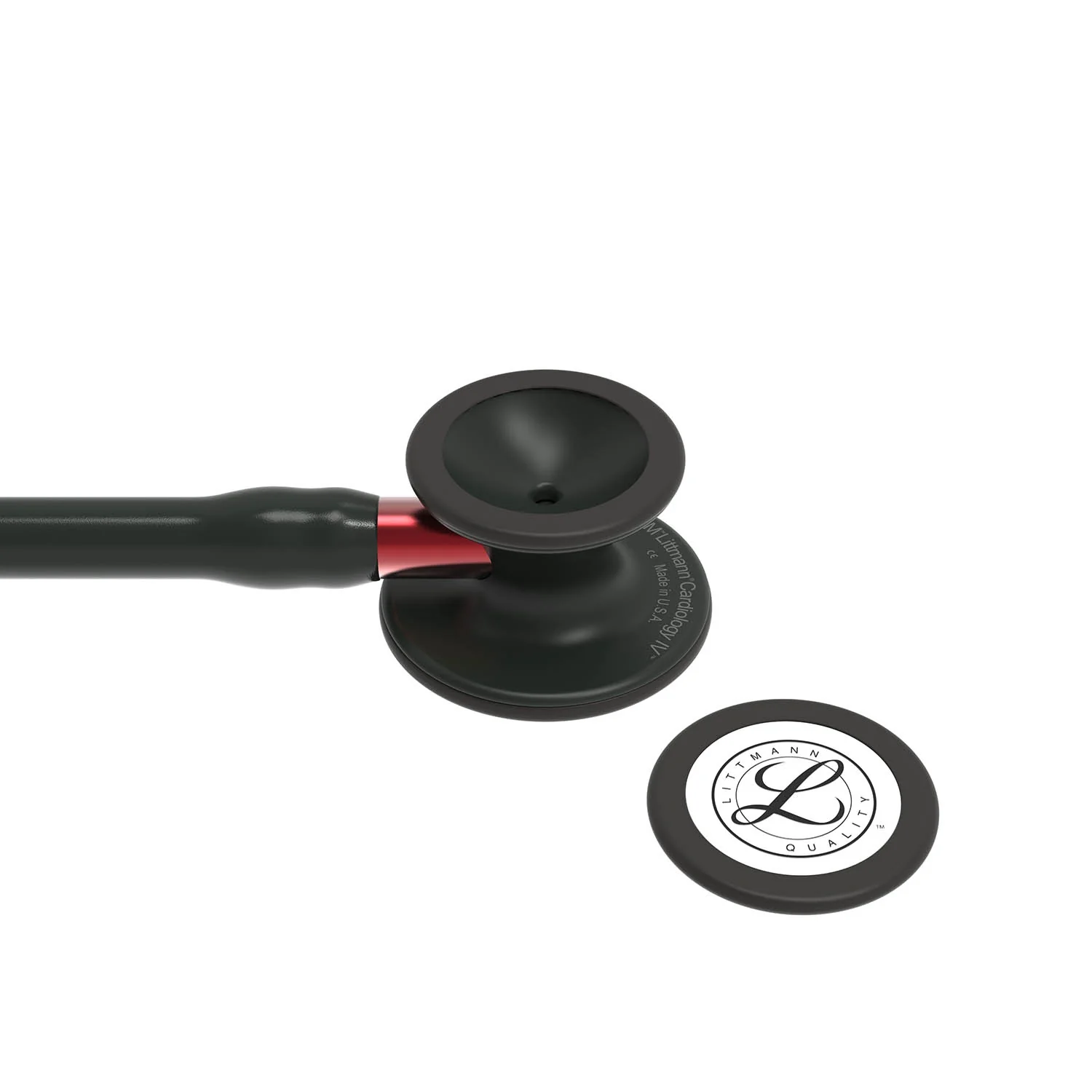 Littmann Cardiology IV Diagnostic Stethoscope: Black & Black - Red Stem 6200 - Image 3