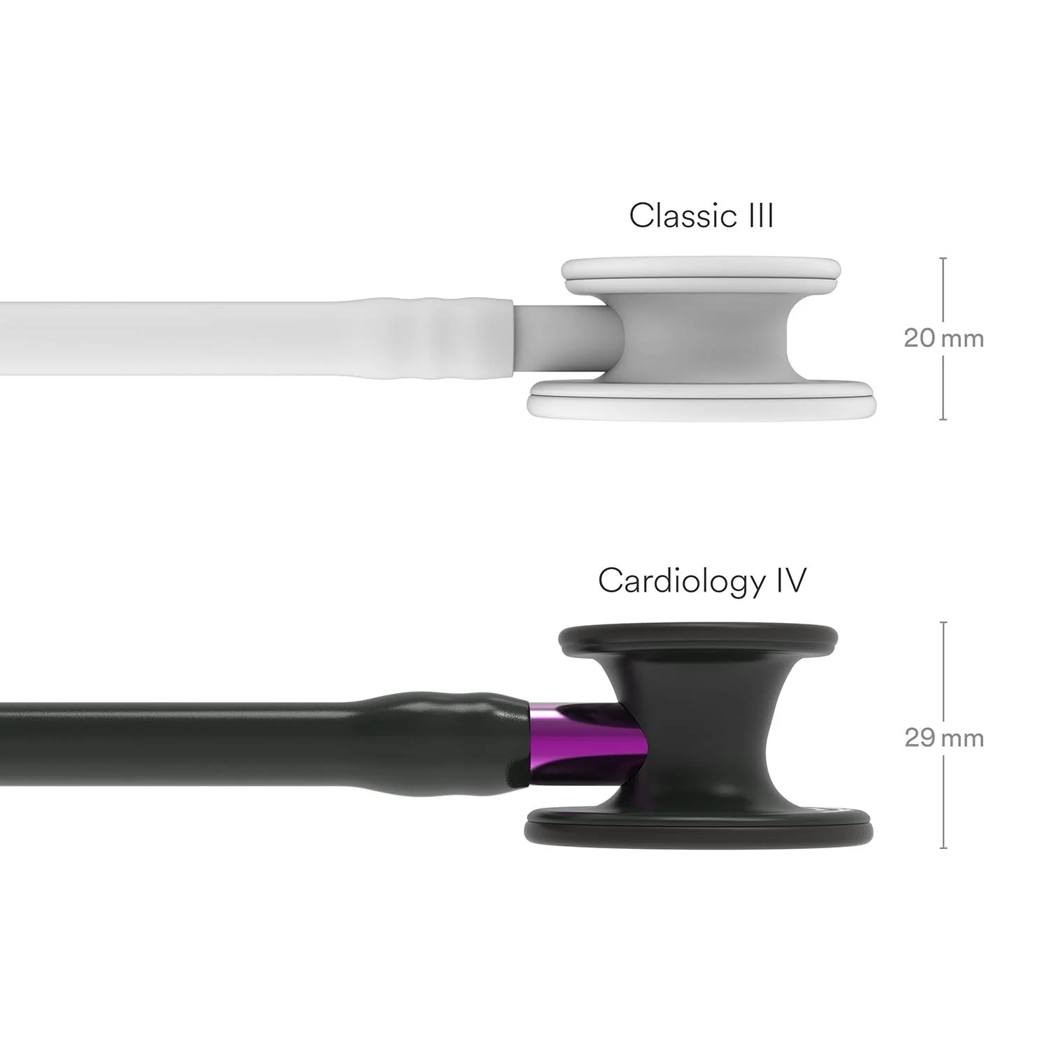 Littmann Cardiology IV Diagnostic Stethoscope: Black & Black - Violet Stem 6203 - Image 5