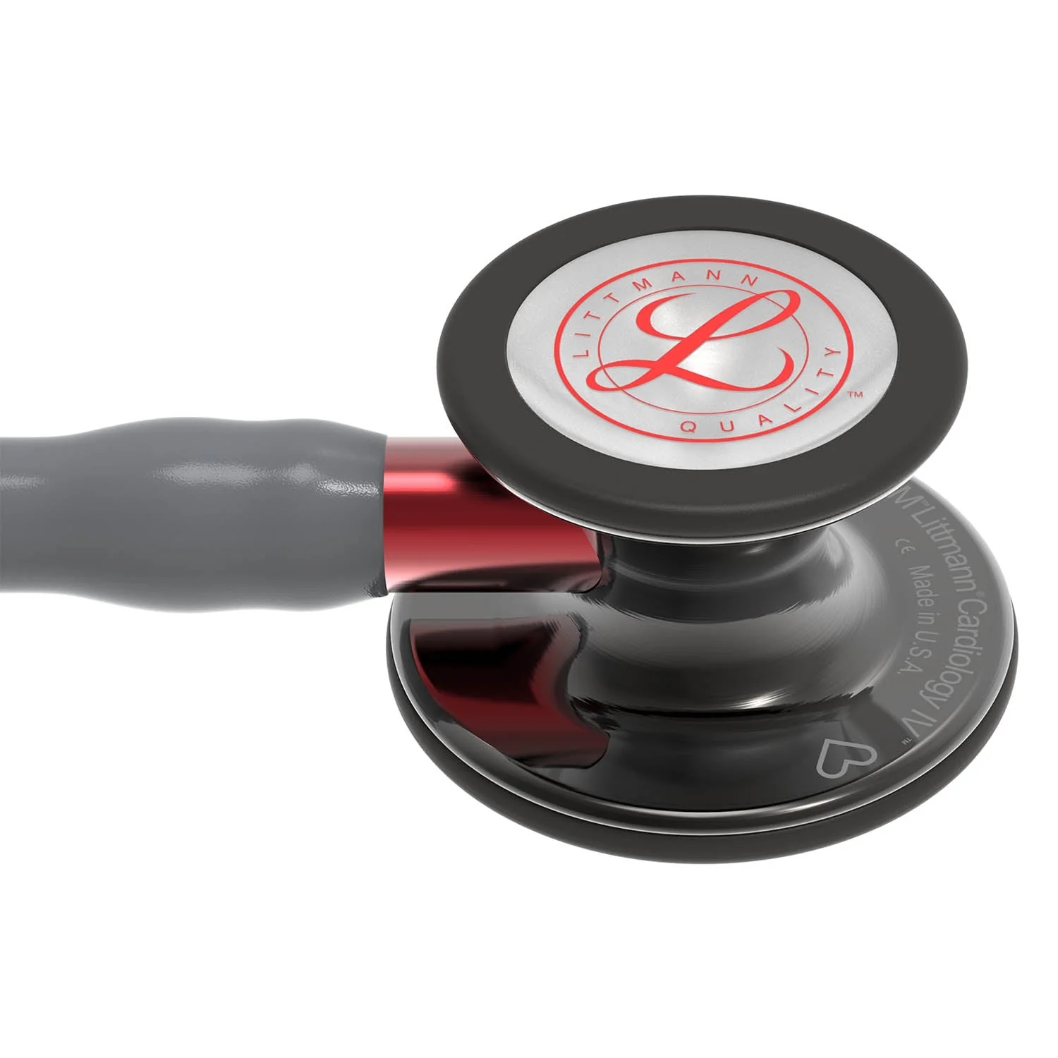 Littmann Cardiology IV Diagnostic Stethoscope: Grey & Smoke - Red Stem - Limited Edition 6183 - Over Engraved - Image 4