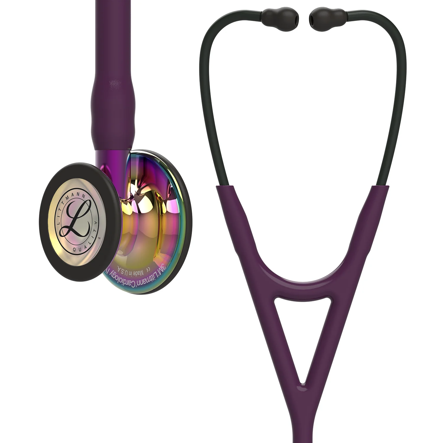 Littmann Cardiology IV Diagnostic Stethoscope: High Polish Rainbow & Plum - Violet Stem 6239 - Over Engraved - Image 2