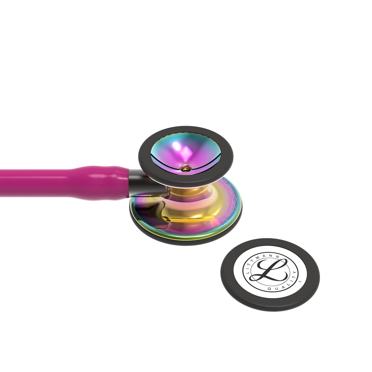 Littmann Cardiology IV Diagnostic Stethoscope: High Polish Rainbow & Raspberry - Smoke Stem 6241 - Image 5