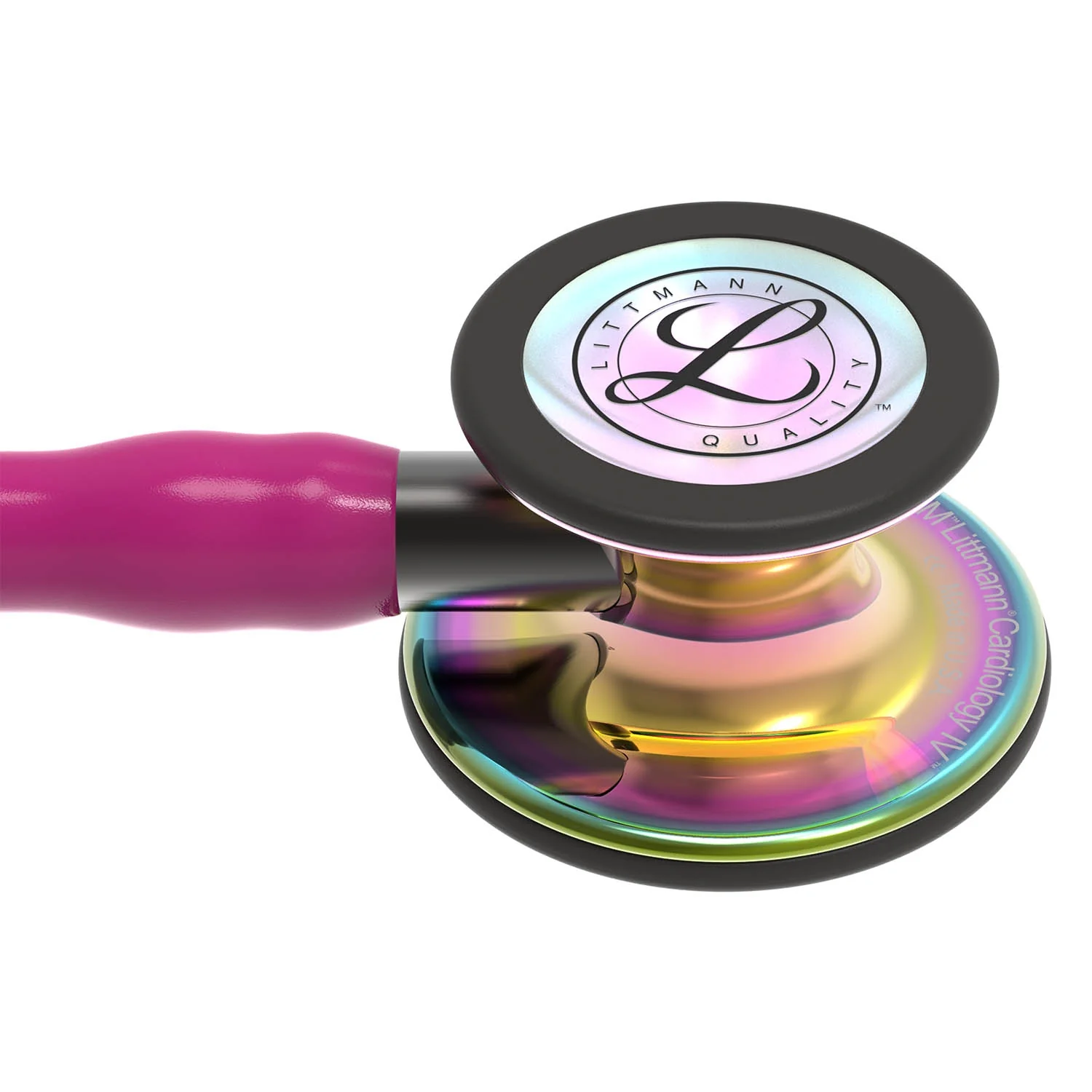 Littmann Cardiology IV Diagnostic Stethoscope: High Polish Rainbow & Raspberry - Smoke Stem 6241 - Image 6