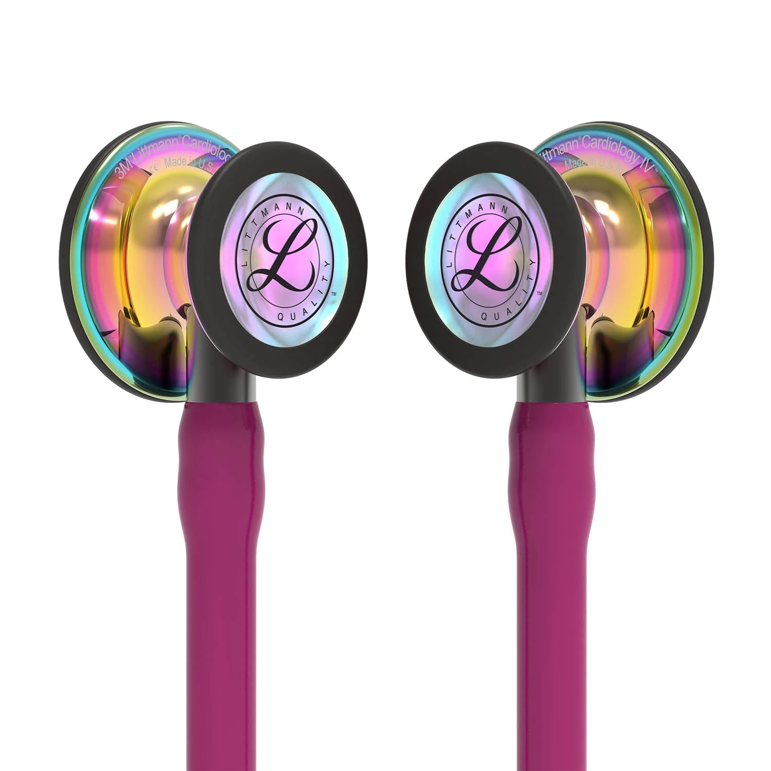 Littmann Cardiology IV Diagnostic Stethoscope: High Polish Rainbow & Raspberry - Smoke Stem 6241 - Image 7