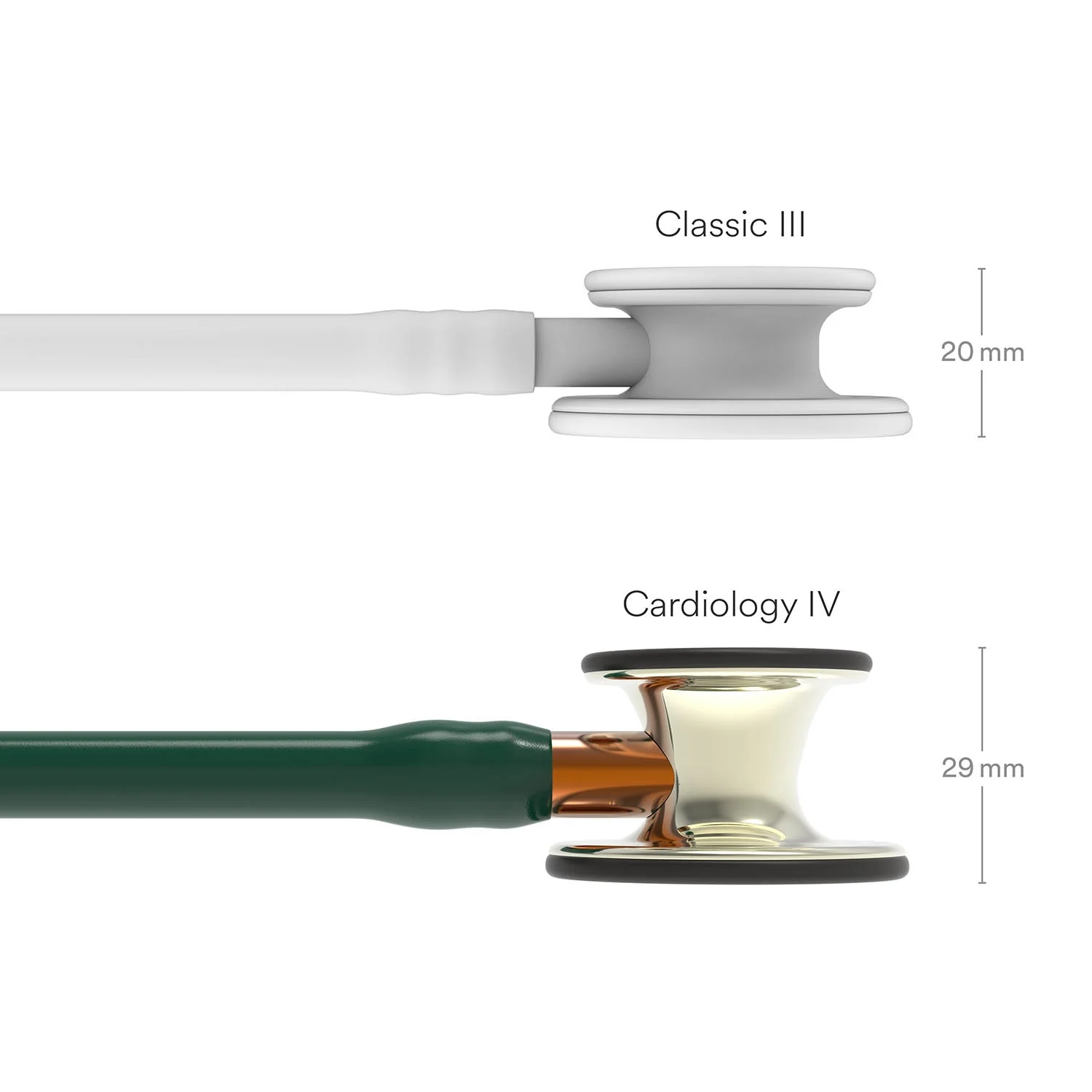 Littmann Cardiology IV Diagnostic Stethoscope: Polished Champagne & Hunter Green - Orange Stem 6206 - Image 3